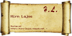 Hirn Lajos névjegykártya